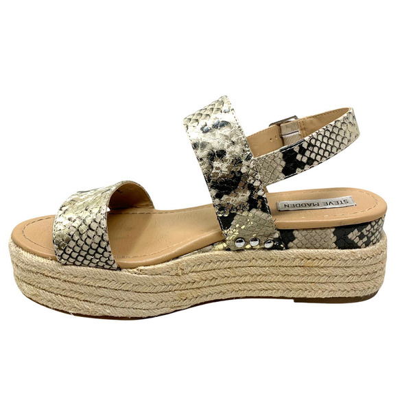 Steve Madden Fifer Sz 9 Flatform Platform Sandals Espadrille Snake Vegan Leather - Picture 4 of 9